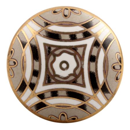 Golden Ceramic Floral Cabinet Knob Online